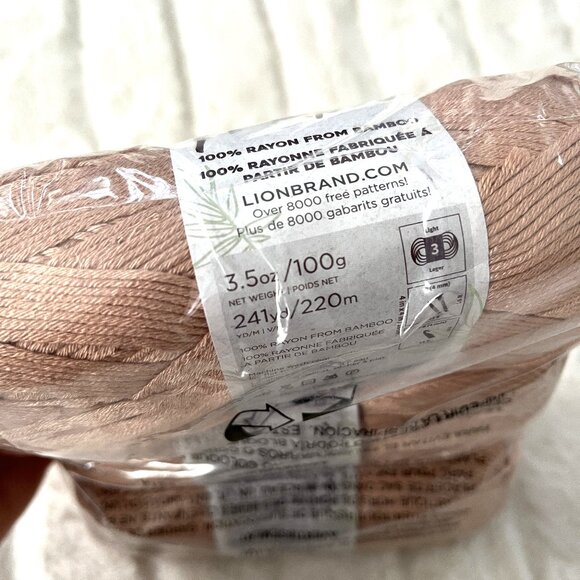 NEW Lion Brand Truboo Yarn (Tan Chamois) 3 x Sheins - Picture 3 of 4